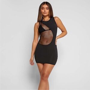 Tiger Mist Shannon Black Mesh Cut Out Mini Dress Beach Coverup